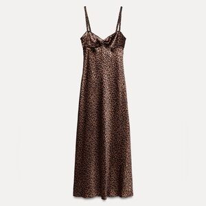 Leopard Print Satin SATIN MIDI SLIP DRESS. WOW
